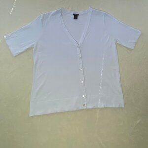 Ann Taylor White Short-Sleeve Cardigan